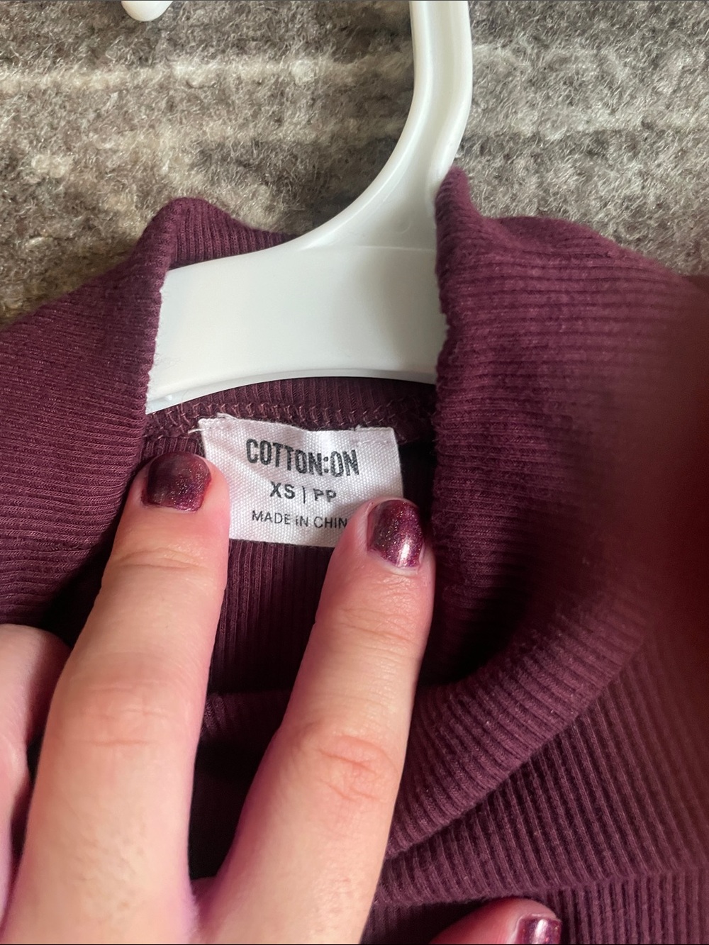 Burgundy Cotton On Long Sleeve Mock Neck Top - size XS - Picture 2 of 3